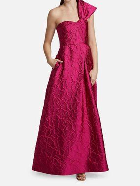 As It May Women's Pink Jolie Jacquard One-Shoulder Gown Dress Size 14